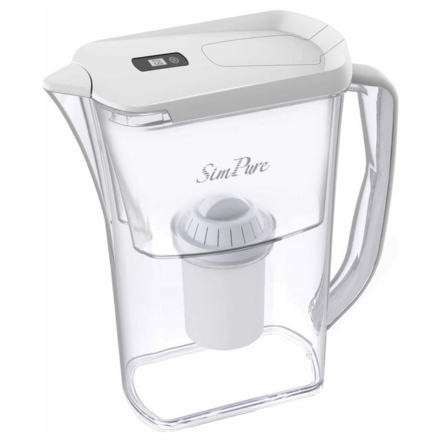EIMELI Pichet d'Eau Filtre Réservoir d'Eau Potable 4 Étapes Filtre Composé Haute Capacité d'Eau Sans Bpa Réduit TDS Conteneur Abs de Qualité Alimentaire Indicateur LCD 3.5 Litres