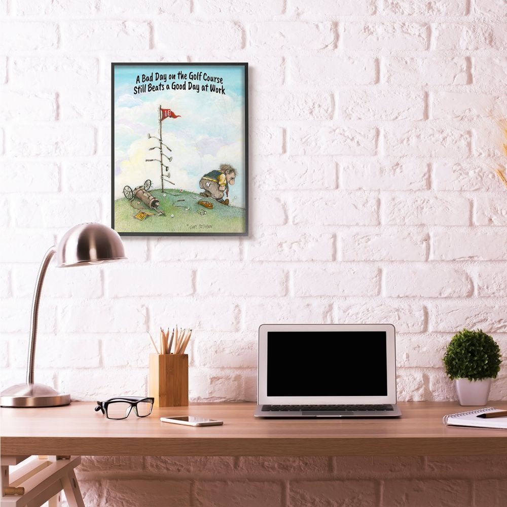Bad Golf Beats Good Work Funny Cartoon Golf Sports Design XXL Framed Giclee Texturized Art by Gary Patterson