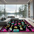 thumbnail image 2 of ODIKA 6'x9' Ultra-Soft Area Rug, Guitar Music Notes Modern Rock With Hip Hop Graffiti Accents None Washable, Bare feet friendly, Silk-Touch for Guest Room, Bedroom, 2 of 7