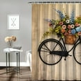 thumbnail image 2 of Pratyus Flowers Bicycle Folk Art Printed Shower Curtain Decor 100% Polyester Fiber Bathroom Decoration with Hooks 60x72, 2 of 7