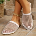thumbnail image 5 of Women's Summer Slippers Beach Sequined Mesh Embroidery Casual Closed Toe Flat Slippers for Women White 7.5, 5 of 7