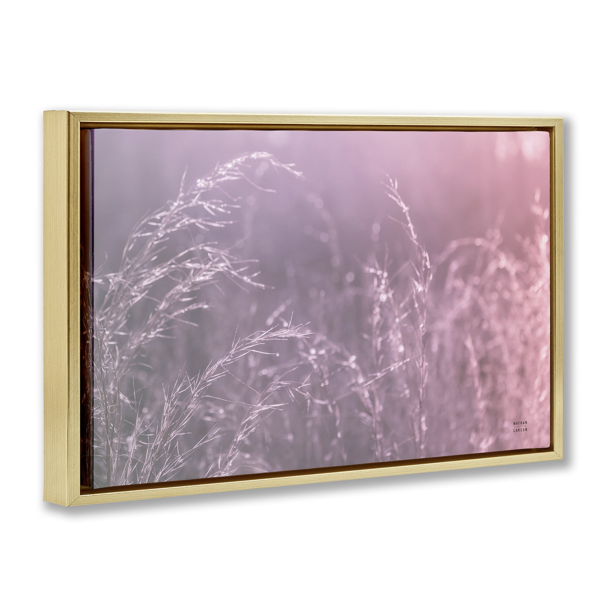 Stupell Industries Pink Meadow at Dawn Gold Framed Floater Canvas Wall Art, design by Nathan Larson