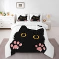 thumbnail image 2 of jejeloiu Cute Cat Paw Full Size Comforter Sets Kids,Kawaii Animal Footprint Simple Black White Bedding Sets For Girls,Reversible,3 Pieces, 2 of 8