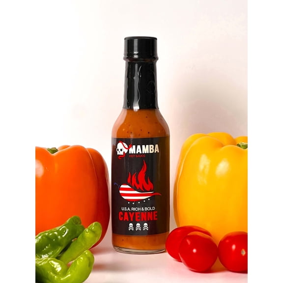 MAMBA USA Rich & Bold CayennMAMBA USA Rich & Bold Cayenne Hot Sauce, Cayenne Pepper Sauce with Savory Depth, Spicy Condiment for BBQ, Soups, Pasta & Sandwiches