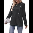 thumbnail image 3 of Tops de Larga para Mujer, Túnicas, Botones, Abertura Frontal Negro y Gris XL, 3 of 9