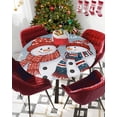 thumbnail image 5 of Round Fitted Tablecloths with Elastic Edge Cute Xmas Snowman Blue Gradient Waterproof Table Cover for Kitchen Dining Party Decor,45" - 54", 5 of 6