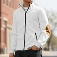 thumbnail image 2 of sususu Bomber Jacket Men Leather Brown ,StCollar Zipper Jacket Casual Design Outerwear,White,M, 2 of 7