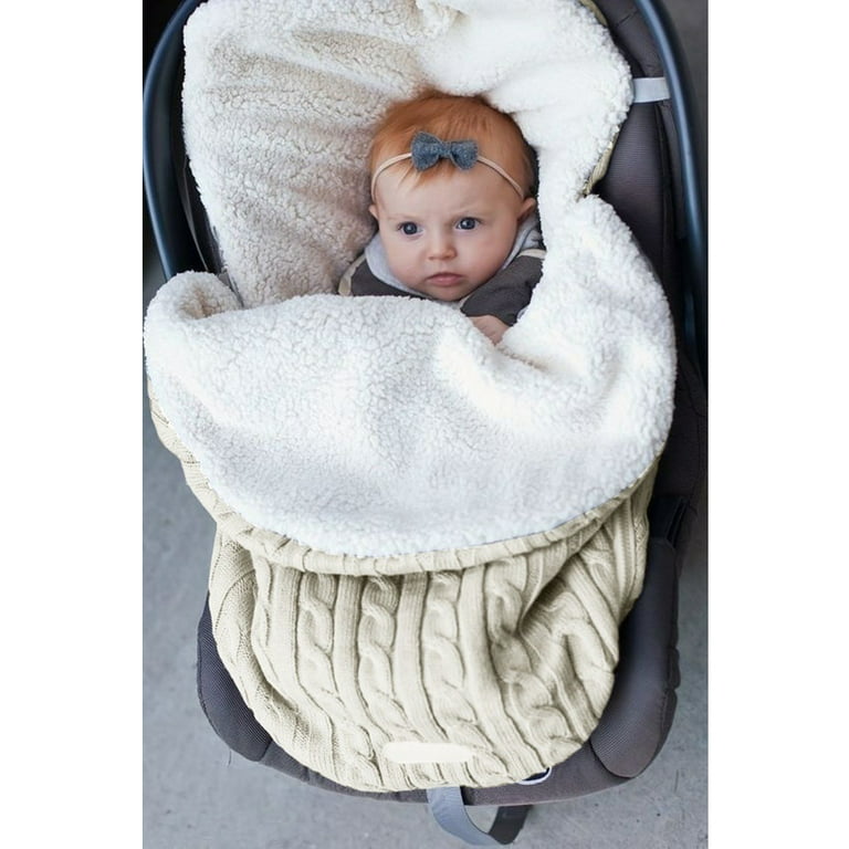 Newborn Baby Warm Pram Sleeping Bag Hooded Swaddle Knit Wrap