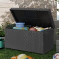 thumbnail image 3 of DWVO Outdoor Patio Deck Storage Box, Extra Large, 170 Gallon Wicker Deck Box Rattan Storage Bin, Gray, 3 of 9