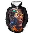thumbnail image 3 of Sudadera con capucha con estampado de animales de moda para hombre, con estampado 3D de águila, gato y perro, de manga larga, informal, holgada, para mujer, 3 of 4