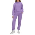 thumbnail image 2 of JURANMO Solid Hoodie Sets for Women Long Sleeve Hooded Sweatshirts and Jogger Sweatpants 2 Piece Casual Set Loose Fit Fall Sweatsuits with Pockets Purple XXL, 2 of 7