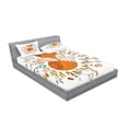 thumbnail image 2 of Ambesonne Cartoon Fitted Sheet & Pillow Sham Set, Fox Flowers, Full, Dark Orange White, 2 of 2
