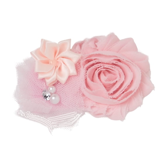 Offray Light Pink Satin Tulle with Gem Flower Cluster, 1 Each