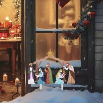 Herrnalise Lighted Christmas Outside Nativity Decorations Set,2024 Light Up Nativity Scene Iron Double-Sided Printed Christmas Easter Decor,Holiday Indoor Outdoor Nativity Decorations Set for Yard