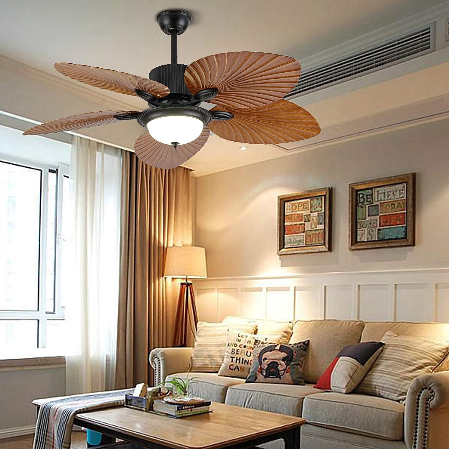 Miumaeov 52” Brushed Bronze Vintage LED Ceiling Fan with Light Kit and Remote Control