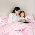 thumbnail image 5 of Erosebridal Girly Bow Personalized Gift 7-Piece Twin Bedding Sets,Pink Initial Letter V Themed Print Bedding Comforter Set For Kids,Pink Reversible, 5 of 7