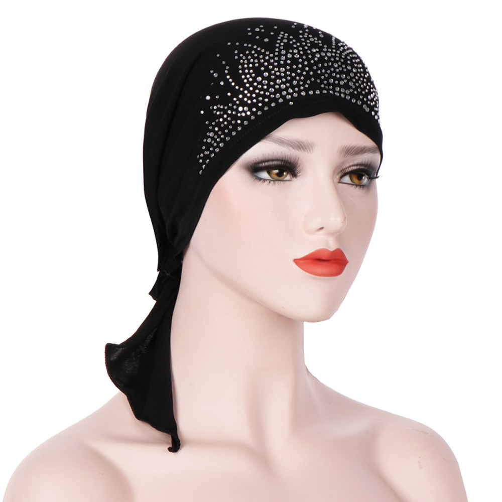 MANHUJI Women India Muslim Stretch Turban Hat Cotton Hair Loss Head ...