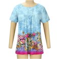thumbnail image 3 of SMihono Hauts pour Femmes Été Chic Décontracté T-shirt pour Femmes T-Shirts Manches Courtes Col Rond T-shirt T-shirt à Imprimé Floral Hauts Blouse Cadeau pour Femmes T-shirt Oversize pour Femmes 2023, 3 of 7