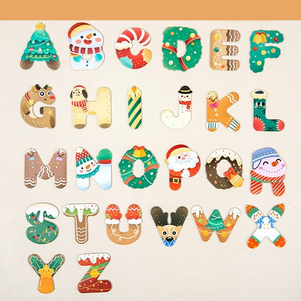 Pegatinas magnéticas para nevera con alfabeto de aprendizaje temprano para niños, juguetes educativos magnéticos, regalos de Navidad, pegatinas para nevera