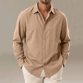 thumbnail image 2 of Axiiglly Mens Cotton Dress Shirt, Long Sleeve Collared Button Down Regular Fit Work Shirts, Comfy Business Casual Blouses with Pocket, 2 of 6
