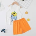 thumbnail image 2 of TOWED22 Toddler Baby Boy Summer Outfits 2pcs Sleeveless Tank Top Tee + Cute Cartoon Graphic Shorts Clothes Set(Orange,2-3 Y), 2 of 4