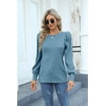 thumbnail image 2 of Zeagoo Womens Elegant Knitted Shirts Lightweight Round Neck Blouse Tops Long Puff Sleeve Pullover Sweater, 2 of 9