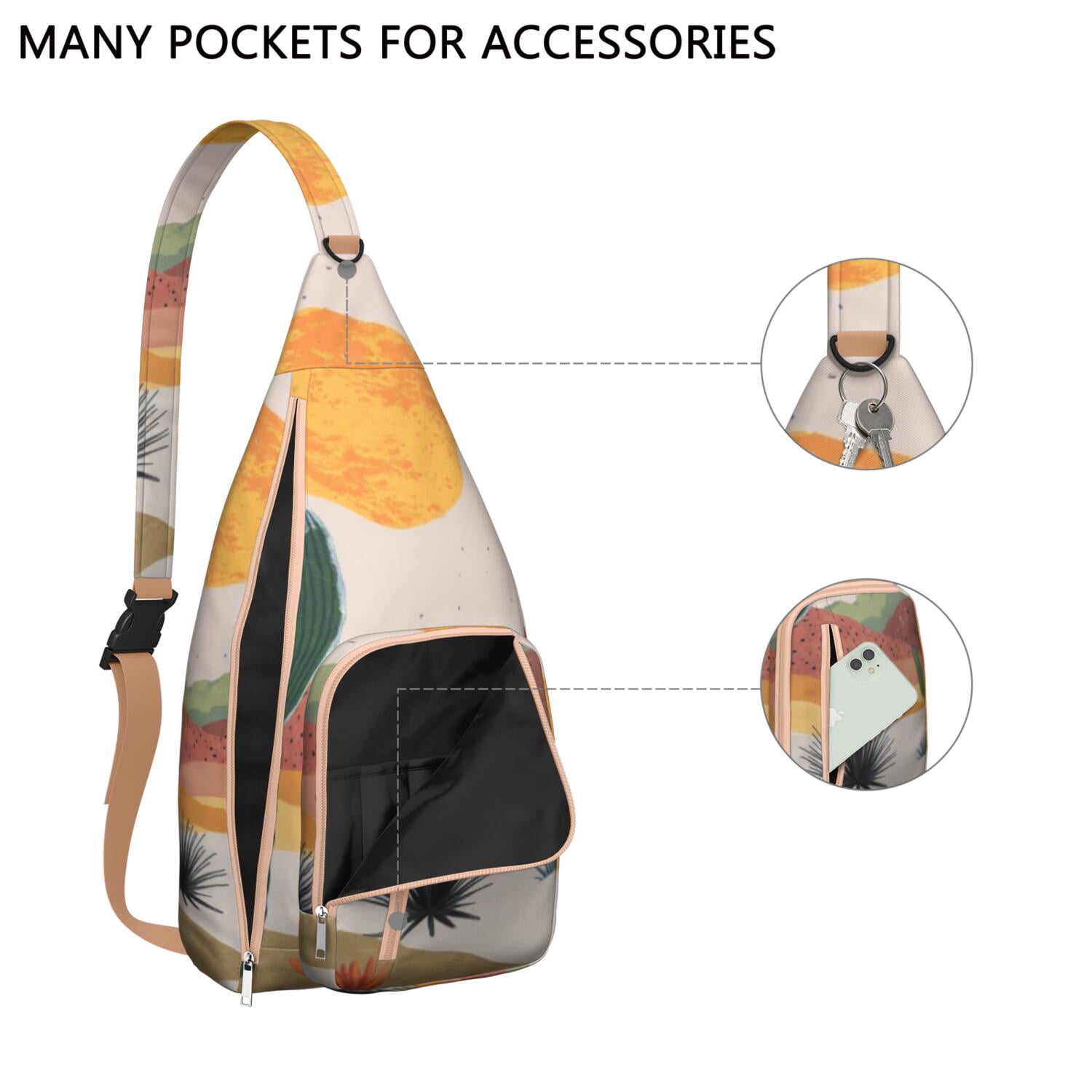 Fashion Chest Sling Bag Cactus Desert Trendy Sling Backpack for Women/Men Adjustable Lightweight Travel Hiking Casual Daypack for Young People