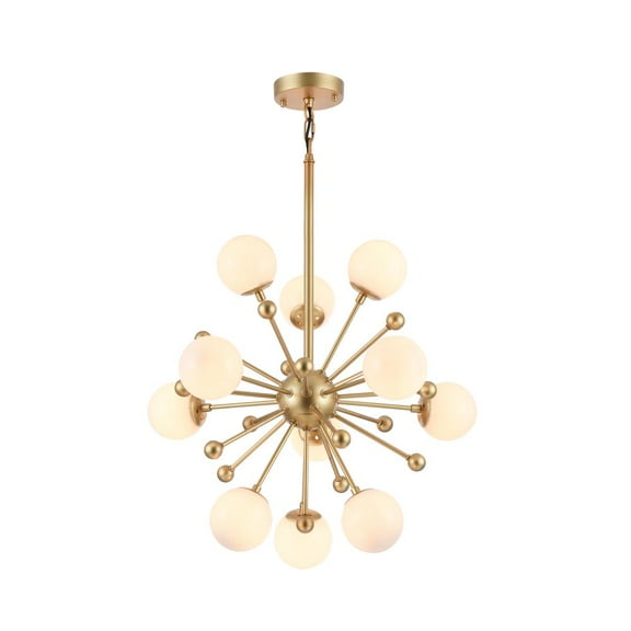 Bethel International Chandelier Gold Steel & Glass