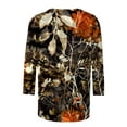 thumbnail image 4 of Women's 3/4 Sleeve Loose Fit Flowy Tunic Tops Spring Tops Vintage Flora Print Dressy Casual Tops for Lady Summer Clothes for Teen Girls Fashion 2024 Round Neck Blouse Khaki T Shirts L, 4 of 5