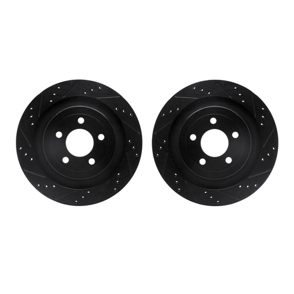 Dynamic Friction Company Rear Brake Rotors-Drilled and Slotted-Black 8002-54243
