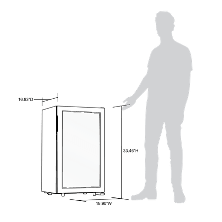 NewAir - Freestanding 33 Bottle Compressor Wine Fridge, Adjustable Racks , Exterior Digital Thermostat - Stainless Steel