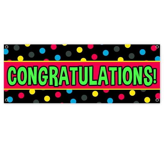 Congratulations Dots 13 oz Vinyl Banner With Metal Grommets