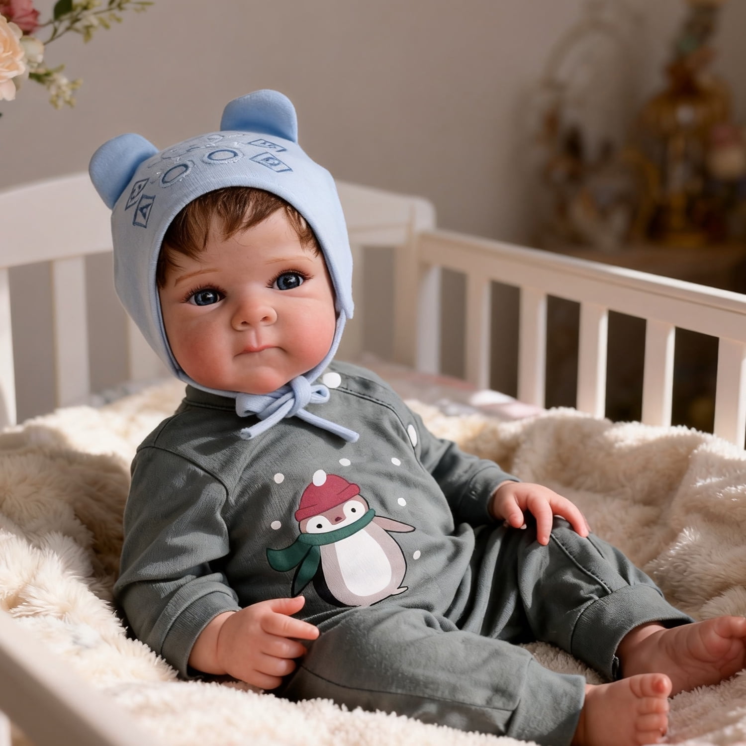 iCradle Adorable 18 Inch 45cm Reborn Baby Dolls Boy Soft Full Body Vinyl Handmade Realistic Newborn Babies Doll Boys Lifelike Baby Doll Toy for Age 3+ for Birthday Gift