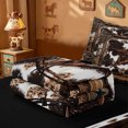 thumbnail image 5 of meiyoeat Rustic Farmhouse Cowhide Zipper Twin Comforter Sets with Fitted Sheet and 2 Pillowcases For Boys,Retro 3D Texas Stars Pattern Zipper Bedding Set For Kids,Black Reversible,4-Piece, 5 of 7