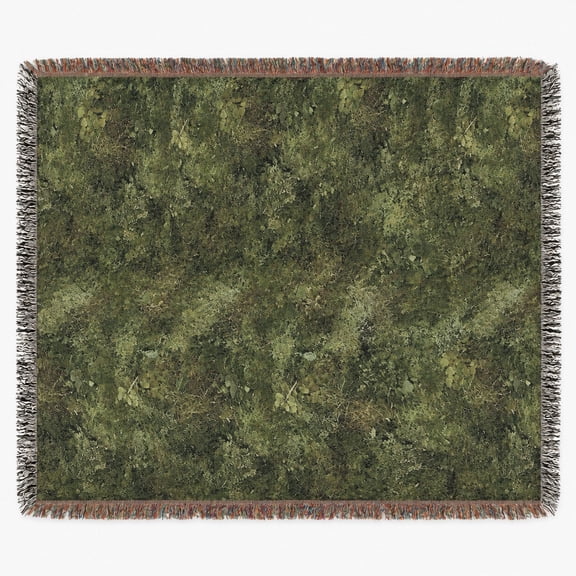 Green Forest Moss Texture Woven Throw Blanket, 100% Cotton, Nature-Inspired Style for Sofa and Bedroom