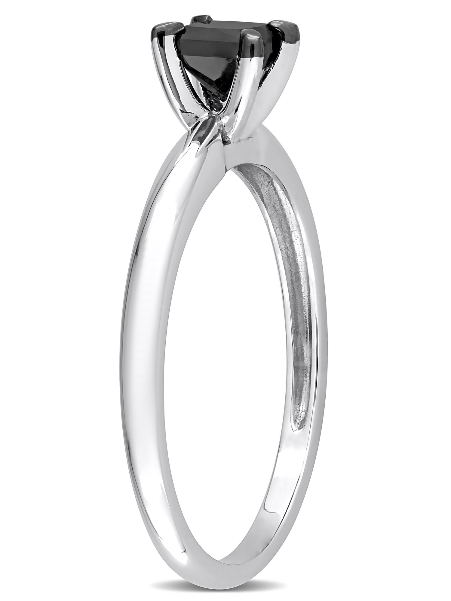1/2 Carat T.W. Black Diamond 14kt White Gold Black Rhodium Plated Solitaire Engagement Ring