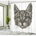 thumbnail image 5 of Ambesonne Animal Shower Curtain, Sketchy Cat Head, 69"Wx75"L, Grey, 5 of 5
