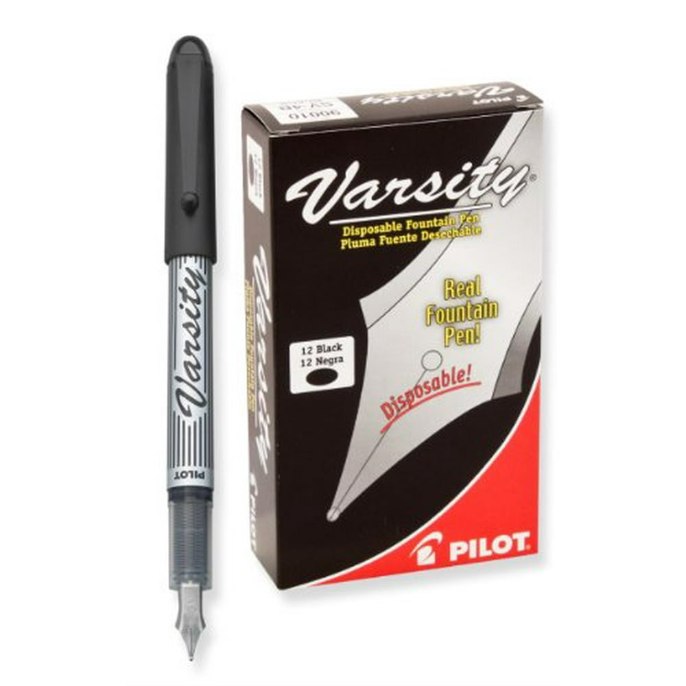 Pilot Varsity Disposable Fountain Pens, Black Ink, Dozen Box (90010