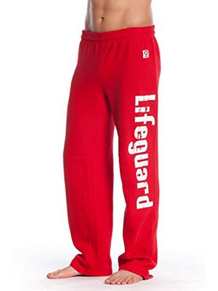 red lifeguard sweatpants