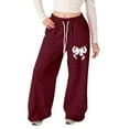 thumbnail image 2 of WAYUTE Girls Pants Bow Knitted Loose Fit Casual Joggers Pants Straight Leg Comfortable Sports Athletic Sweatpants with Back Pocket, 2 of 4
