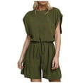 thumbnail image 5 of Riforla Women's Summer Solid Jumpsuit Loose Sleeveless Short Jumpsuit Rompers with Pockets Two Piece Sets for Women Green S, 5 of 5