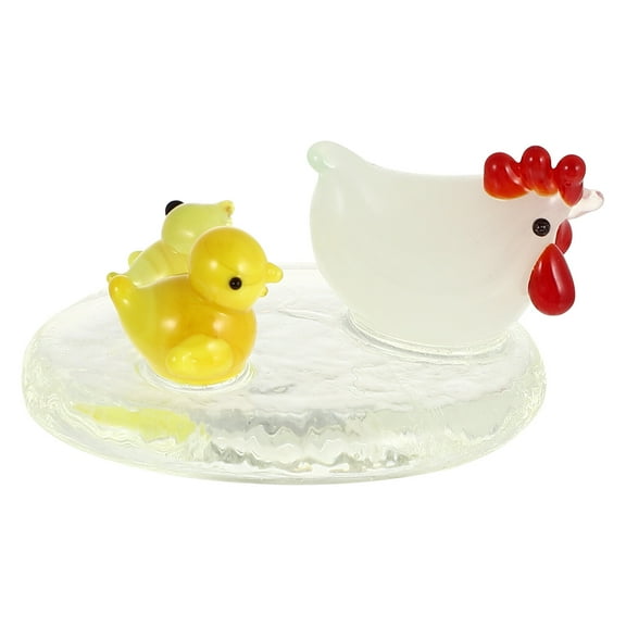 Glass Ornaments Animal Statues Tiny Figurines Home Decor Unique Chicken Modeling