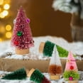 thumbnail image 4 of 4 PCS Mini Christmas Trees, Artificial Christmas Tree Bottle Brush Trees Christmas, Sisal Snow Trees with Wooden Base for Christmas Decor Christmas Party Home Table Craft pink blue, 4 of 9