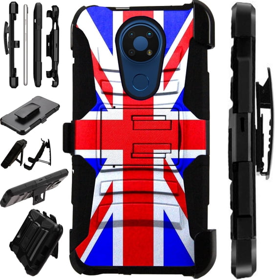 WORLD ACC LuxGuard Holster Case Compatible with Nokia C5 Endi Hybrid Phone Cover (British Flag New)