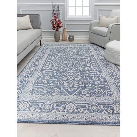 Mason Brooks Lexa NS70B Coastline Tribal Vintage Blue Area Rug, 2'6" x 4'