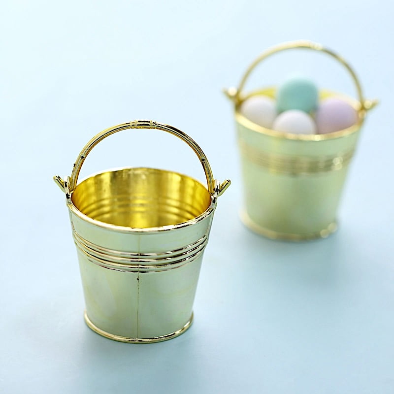 BalsaCircle 12 Gold Pail Bucket 2" Mini Planter Party Favor Candy Gift Holders Weeding Home ...