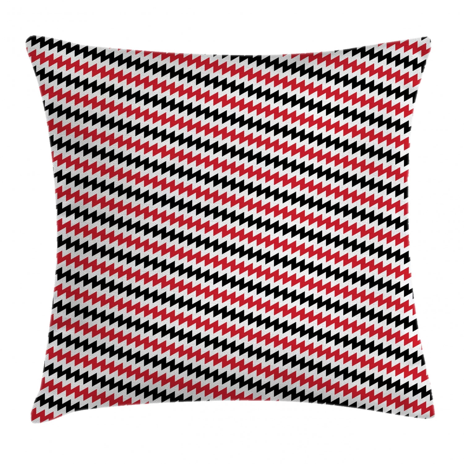 Red and Black Throw Pillow Cushion Cover, Hypnotizing Vintage Zigzag