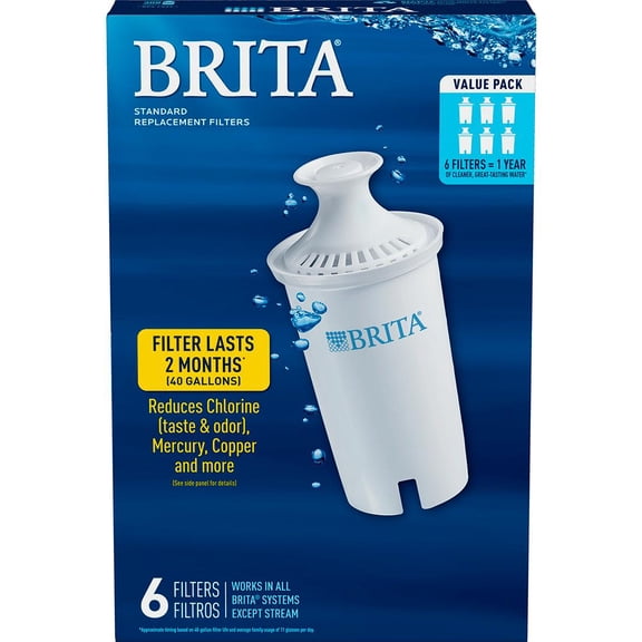 Brita Water Filter Pitcher Replacement Filters, 6 Count