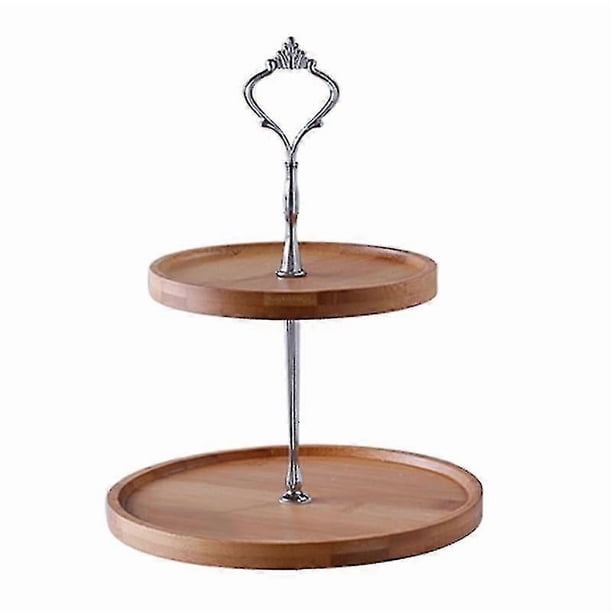 2-tier Bamboo Cake D Cake Ds Plate Dessert Fruit C Et Display Serving Platter
