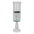 thumbnail image 4 of Contemporary Ribbed Cylinder Glass Pillar Candle Holder On Pedestal Stand 17"H, 4 of 6